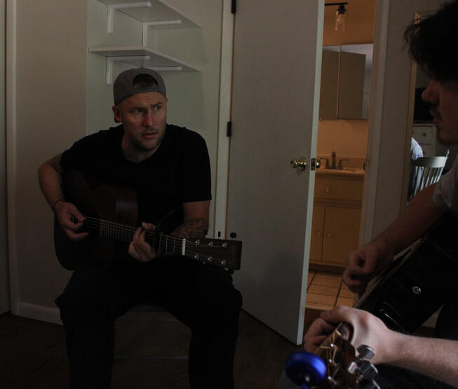 Nathan Dohse taking songwriting probably too seriously on the EAGER ARTIST RETREAT