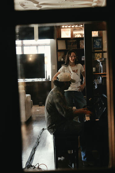 Michael Anthony and Charlotte Mieli getting warmed up to track at Ivy Manor studios in Muscle Shoals after writing new songs on the songwriting retreat with EAGER. Michael Anthony and Charlotte Mieli getting warmed up to track at Ivy Manor studios in Muscle Shoals after writing new songs on the songwriting retreat with EAGER.